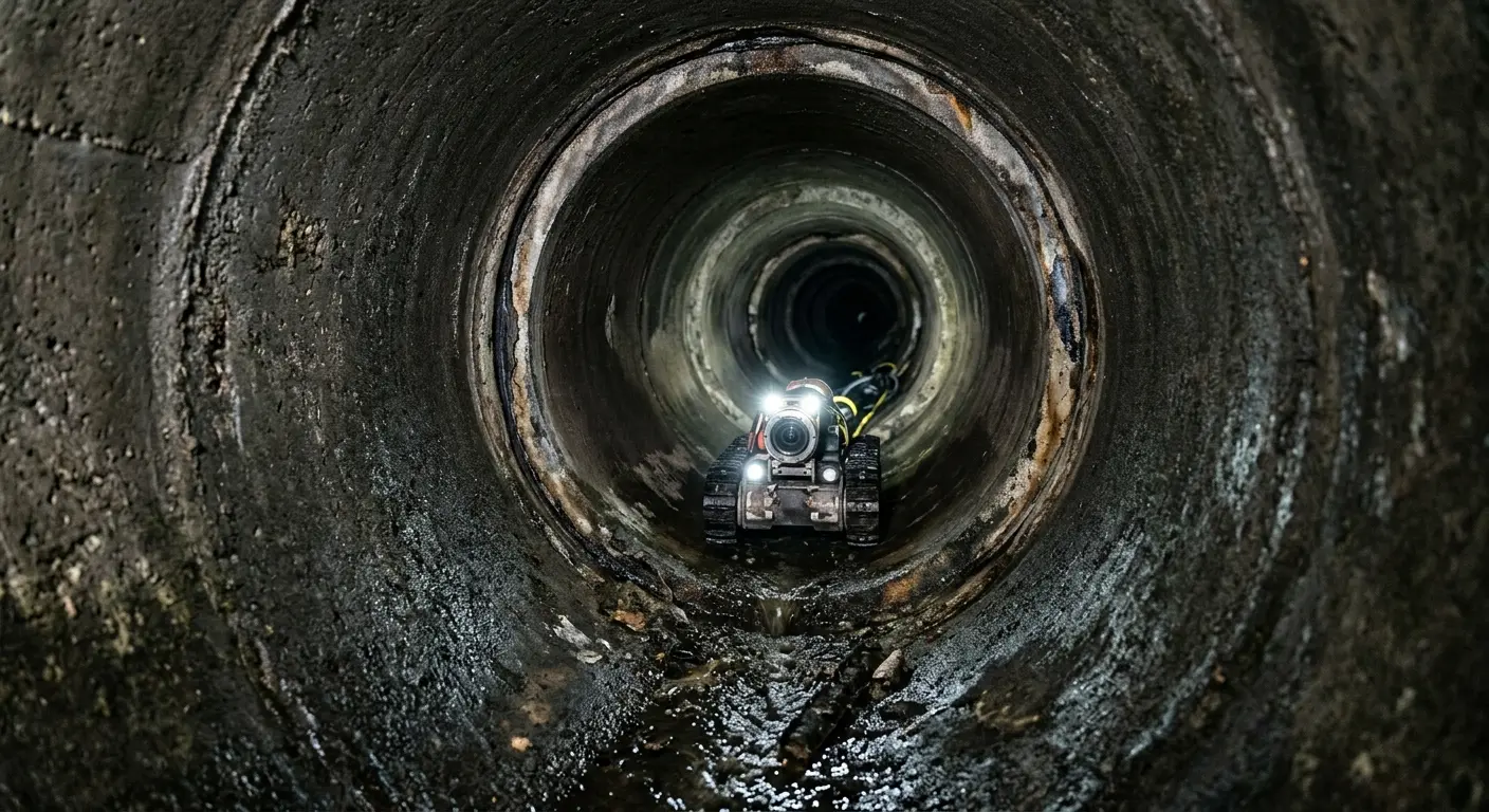 Robotic sewer camera inspecting pipe interior for Drain Snake Service in Austin